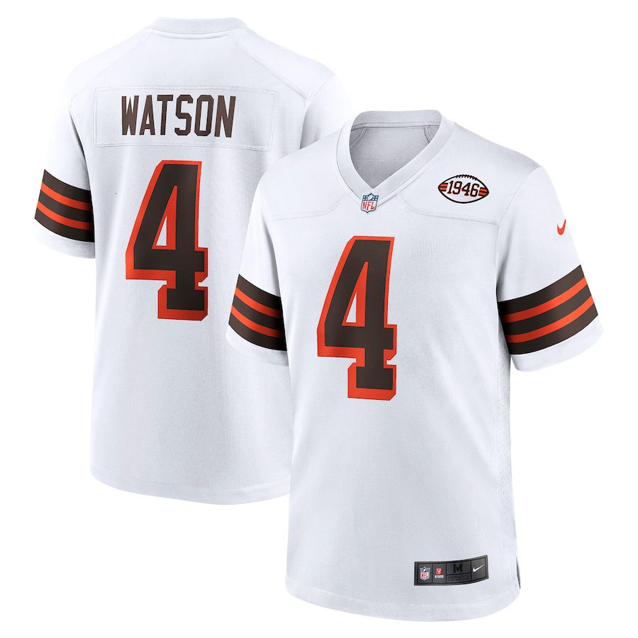 Men Cleveland Browns 4 Deshaun Watson Nike White Alternate Game NFL Jersey